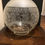 Thumbnail: Vintage engraved clear glass oil lamp globe / shade - 4"