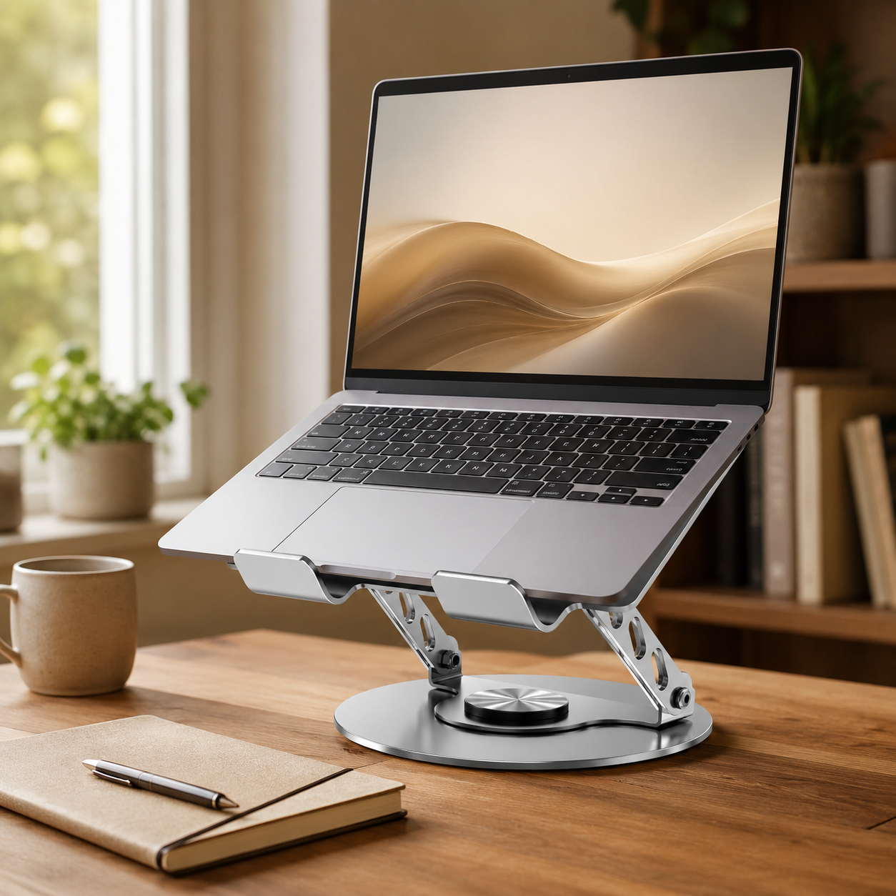 360 Degree Swivel Laptop Stand, Height Adjustable Computer Riser, Ergonomic Cool