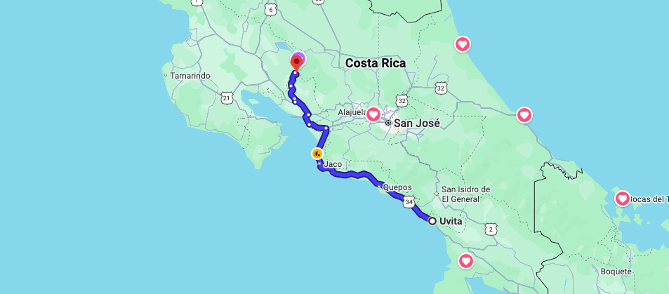How to get to Monteverde from Uvita?