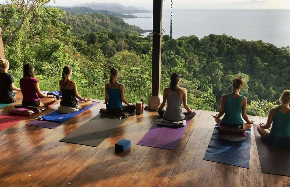Yoga class with jungle and ocean view
