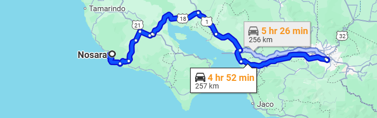 ¿Cuál es la mejor manera de llegar a San José desde Nosara? 