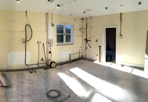 New kitchen install wiring chased island power circuit