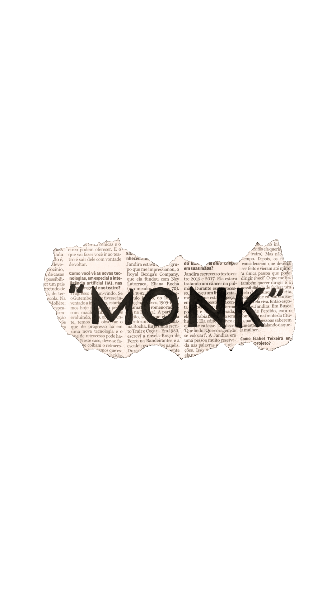 Papel sendo rasgado com o logotipo Monk.