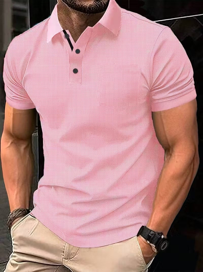 Thumbnail: Men's Summer Short Sleeve Polo Shirts, Classic Striped Print Sporty Top, Fashion