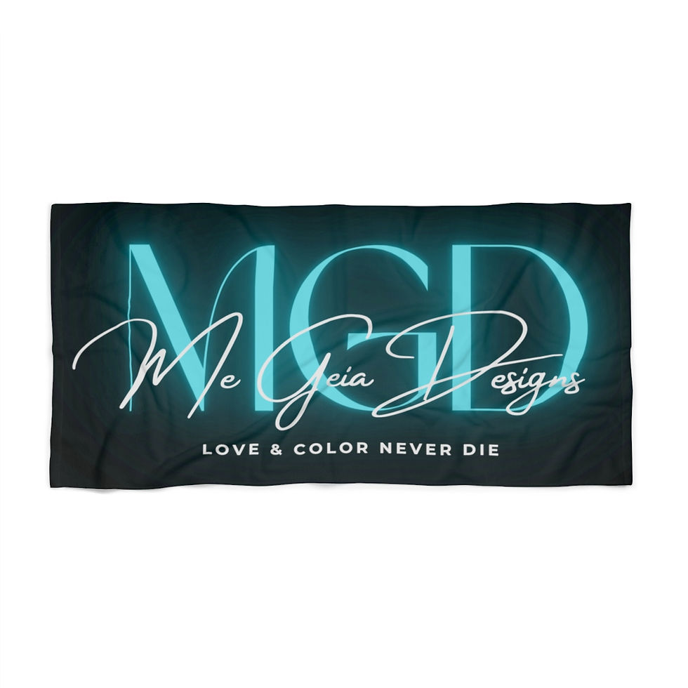 Me Geia (1st Anniversary) Black Beach Towel