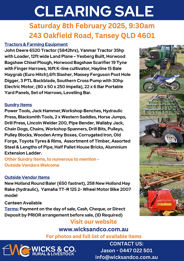 Tractors & Farming Equipment John Deere 6520 Tractor (5842hrs), Yanmar Tractor 35hp with L