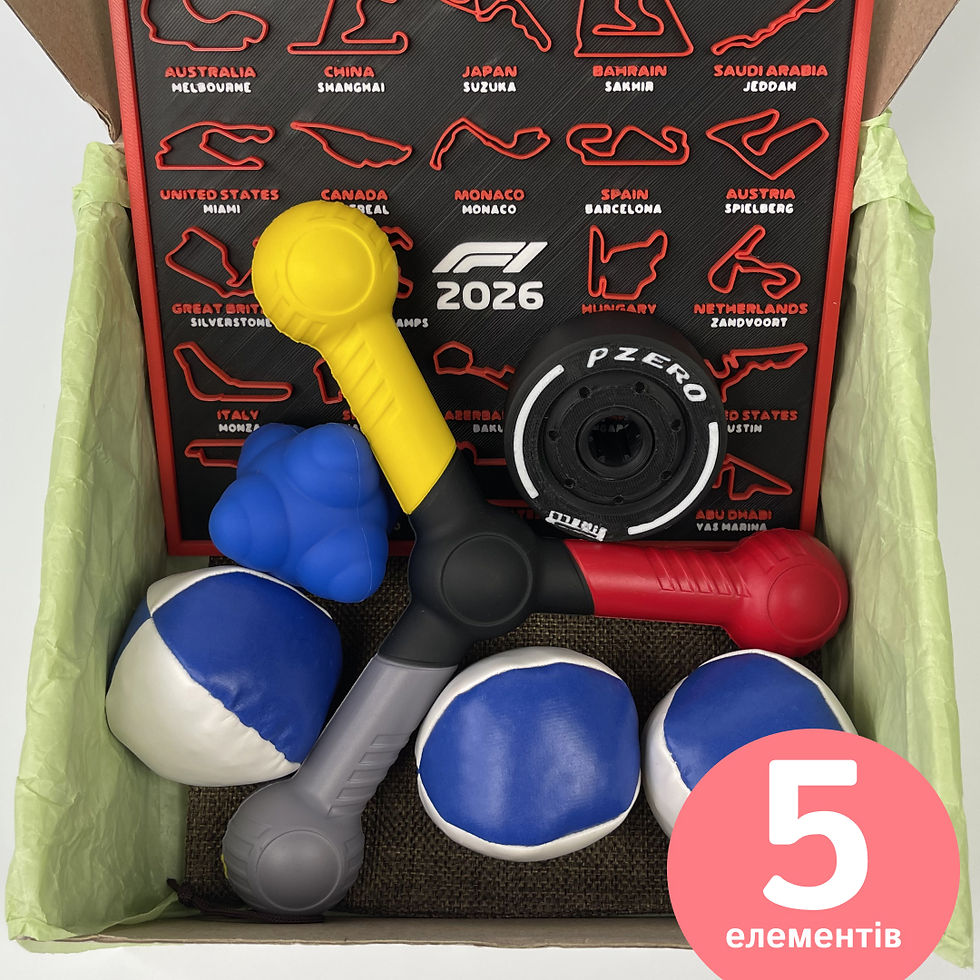 Хобі-бокс для фанатів Формули 1 з реакційними іграми, м’ячиками, фіджетом та F1 календарем трас