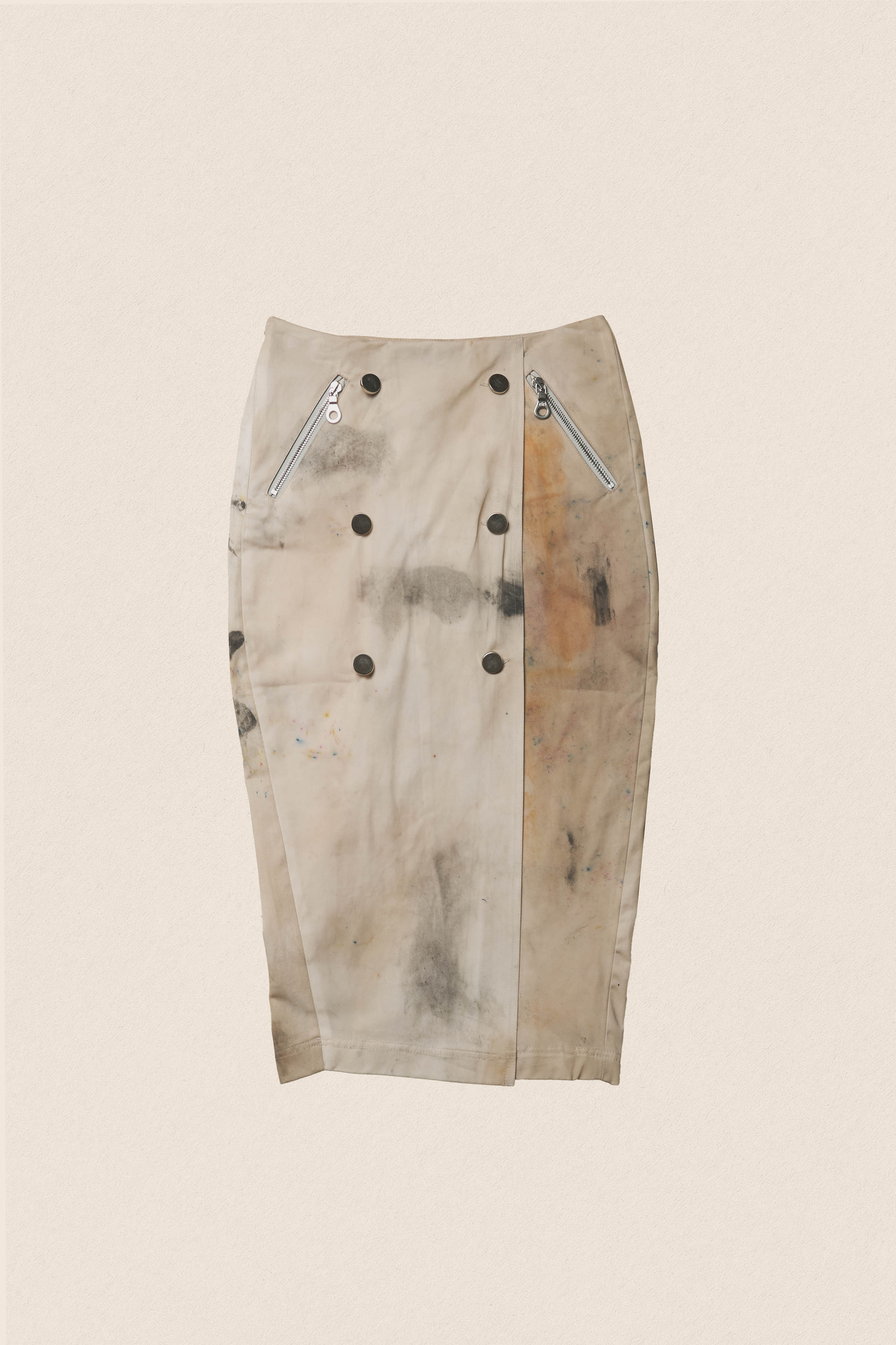 Waxed cotton pencil skirt (beige)