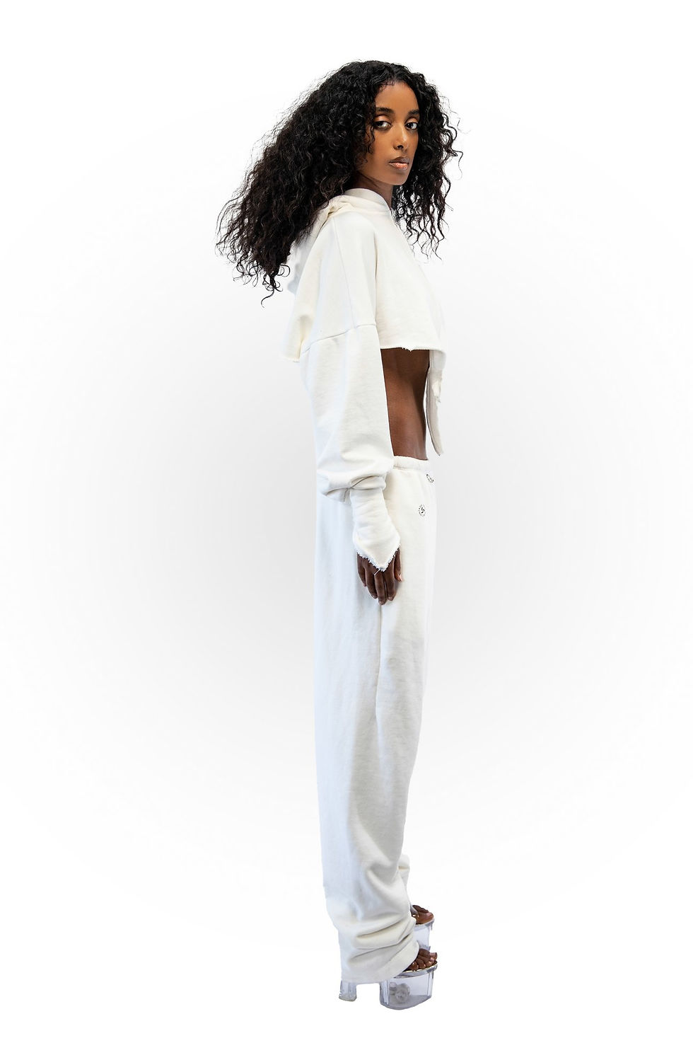 Miniatura: V Cut Zip Up Hoodie White