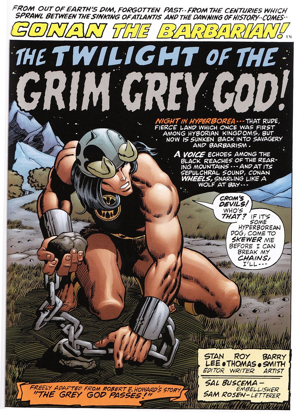 The first page of Conan the Barbarian #3 from Marvel Comics. I'm not a fan of the computer colors, but my scanner is broken.
