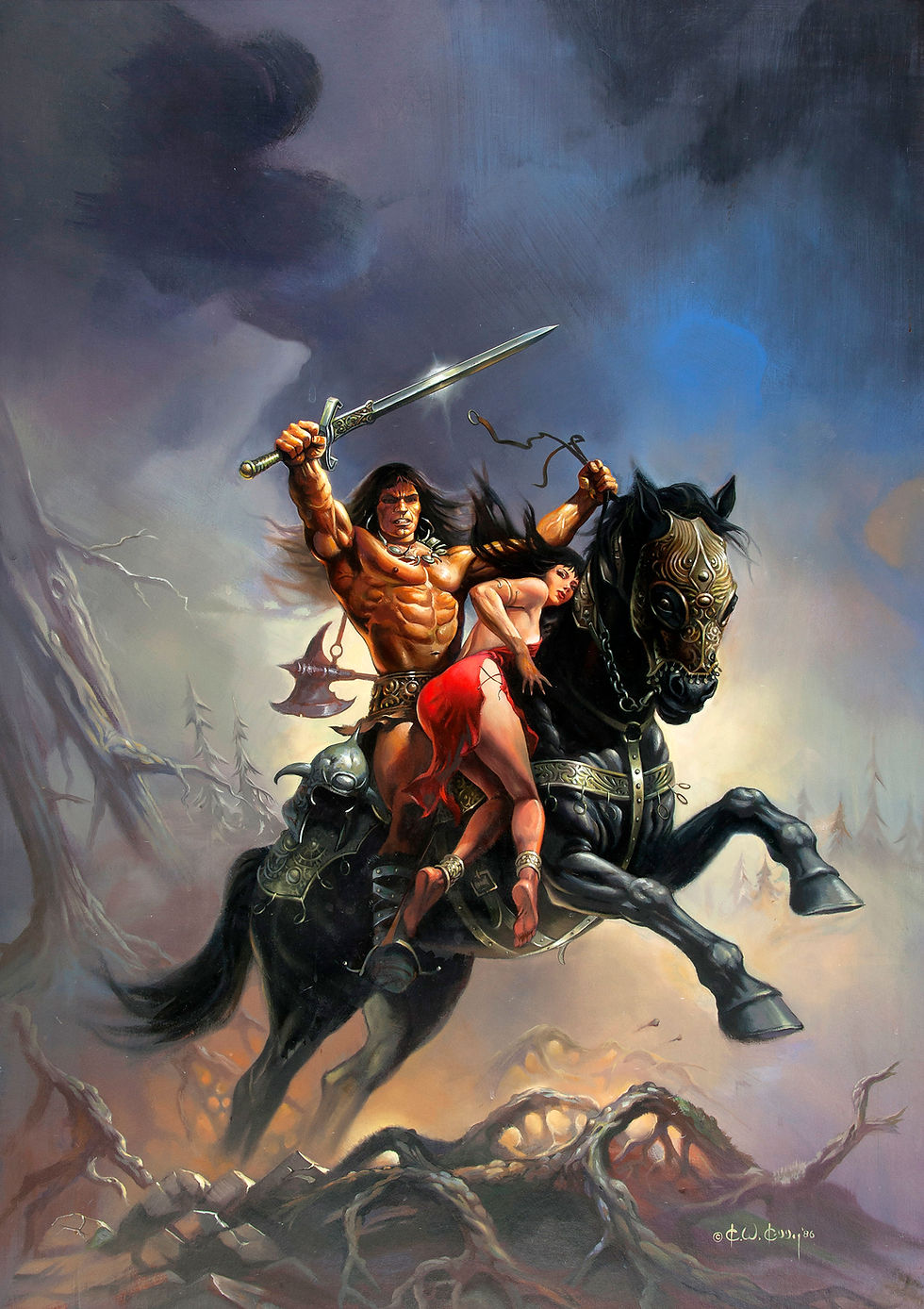Larger cover image of Conan the Champion without the trade dress. Painting by Ken Kelly.