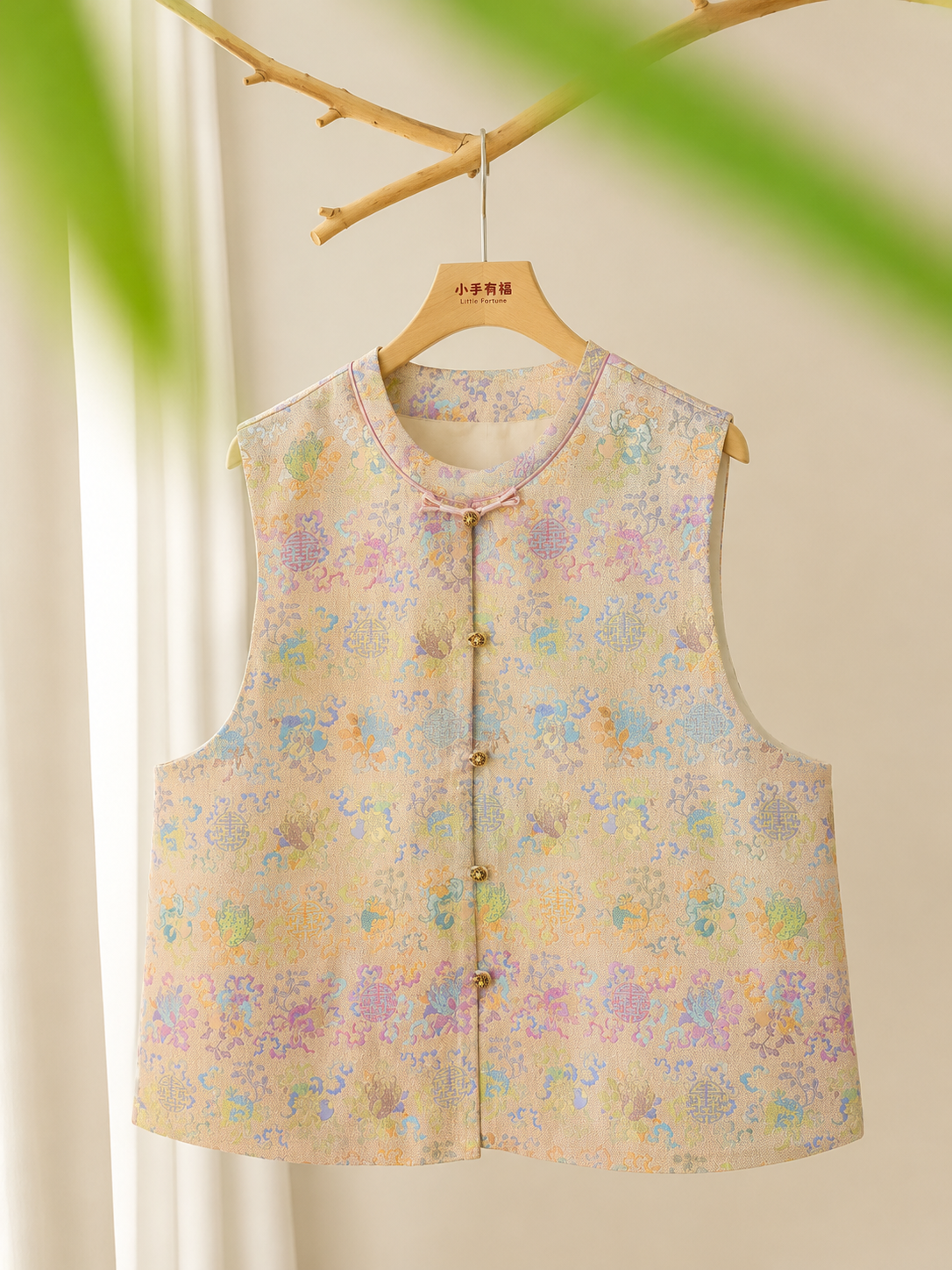 「暖玉金古钱三多」宋锦成人马甲「Gold · Ancient Coins & Three Blessings」Vest