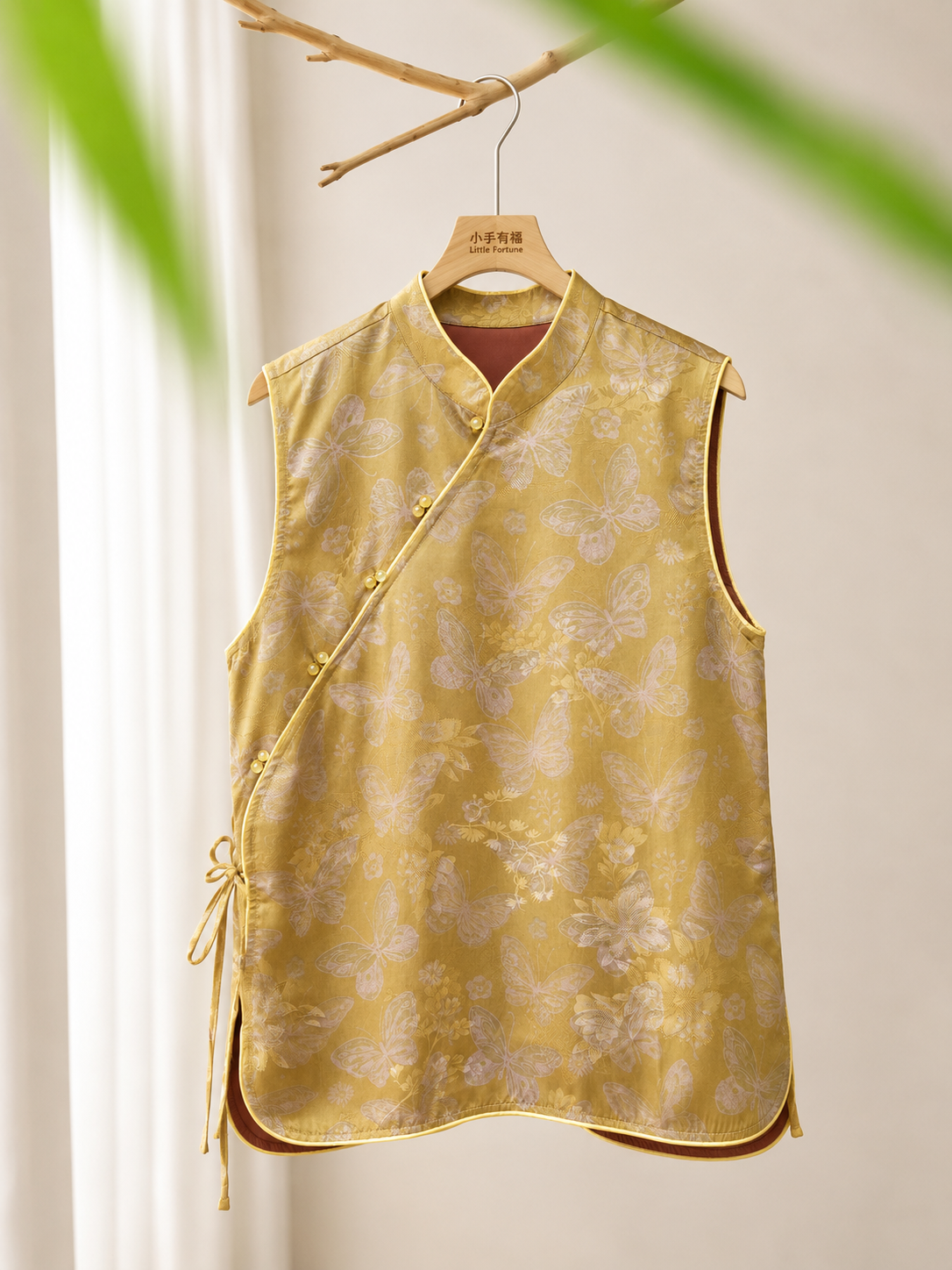 「蝶舞流光」红云纱改良旗袍上衣 Golden Butterfly · Xiangyunsha Modern Qipao Top