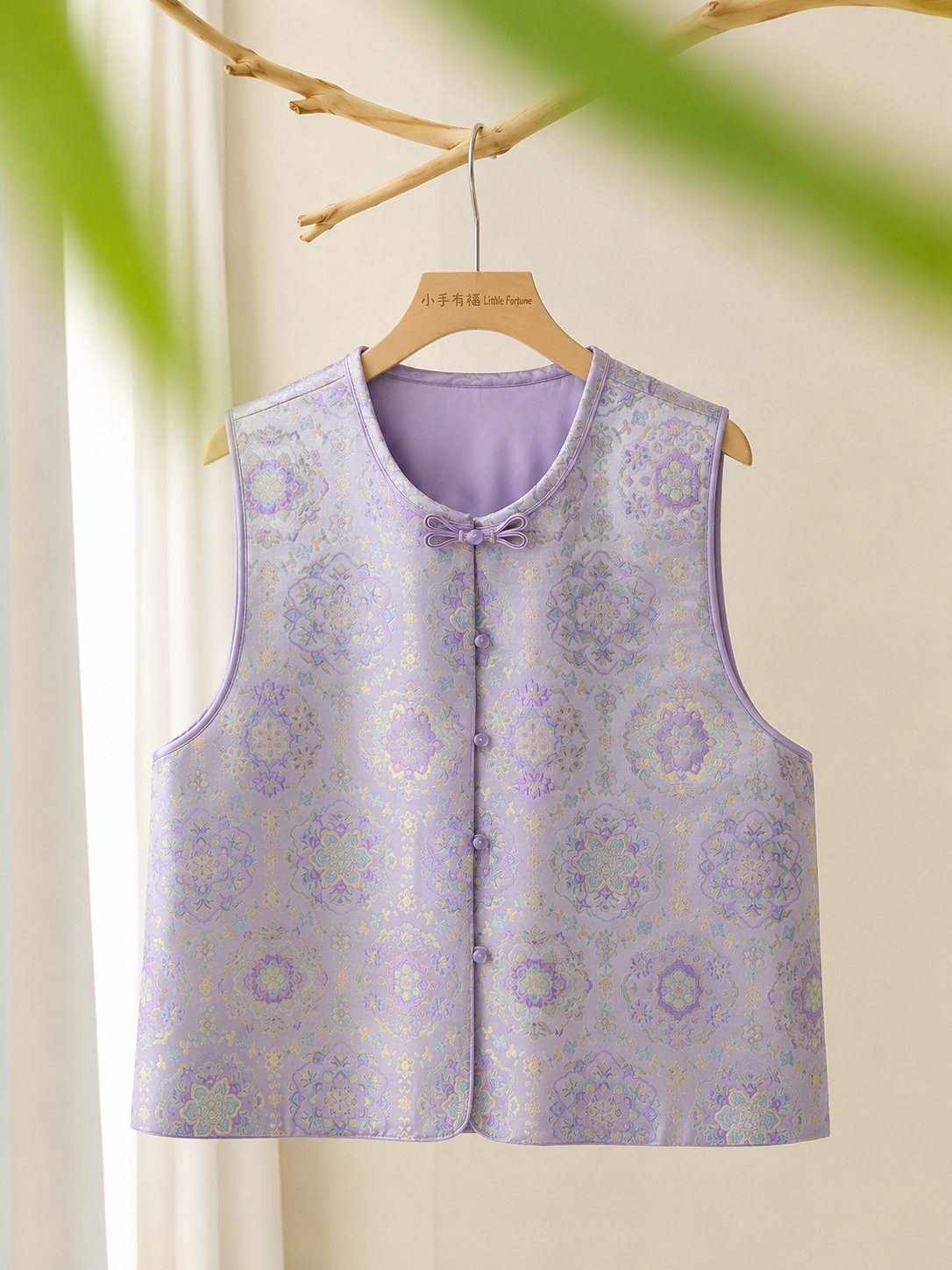 「万象和合」紫罗兰宝相花成人款宋锦马甲 Violet Baoxiang Floral Adult Song Brocade Vest