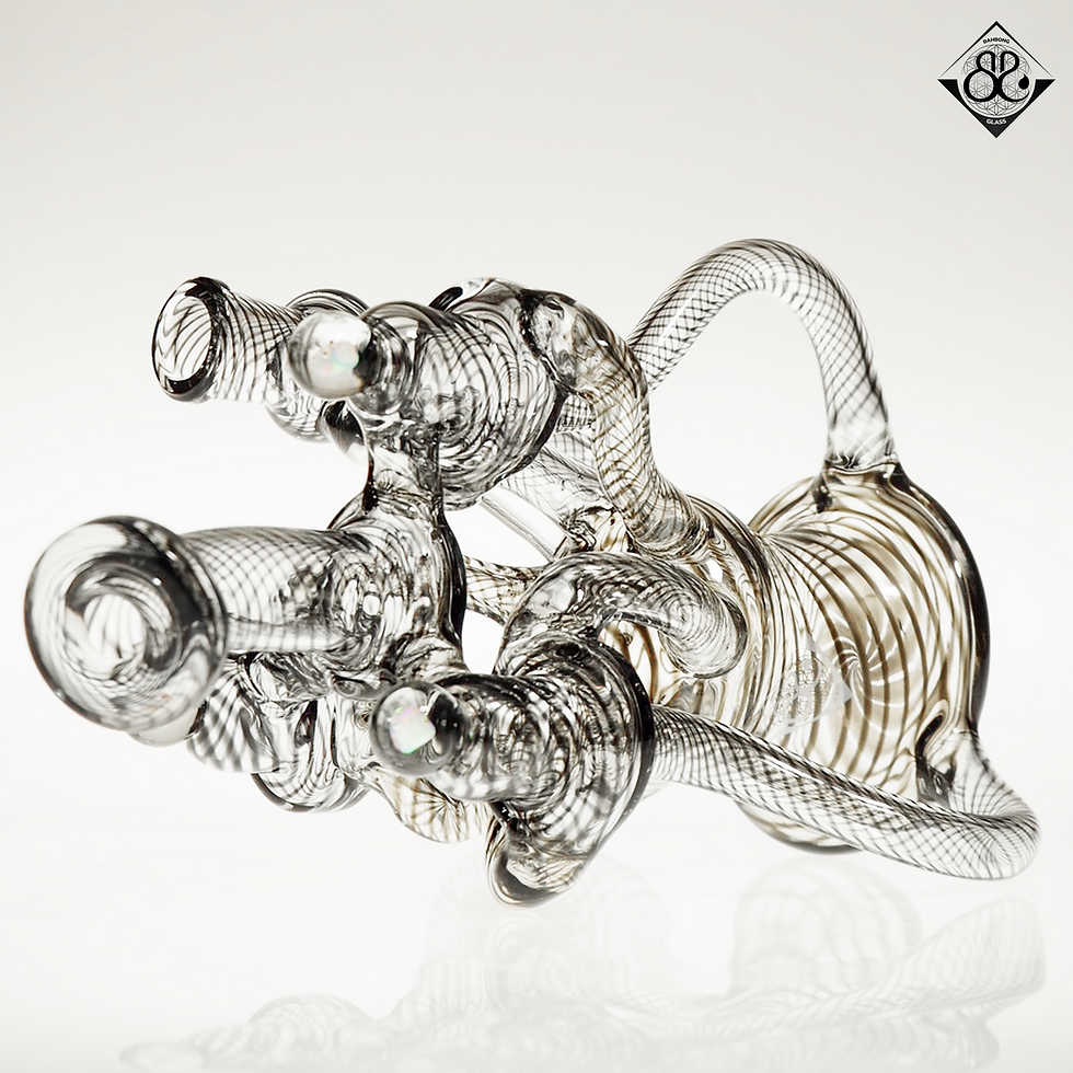 Thumbnail: บ้องแก้ว | Black strip Recycler Rig with 4opals