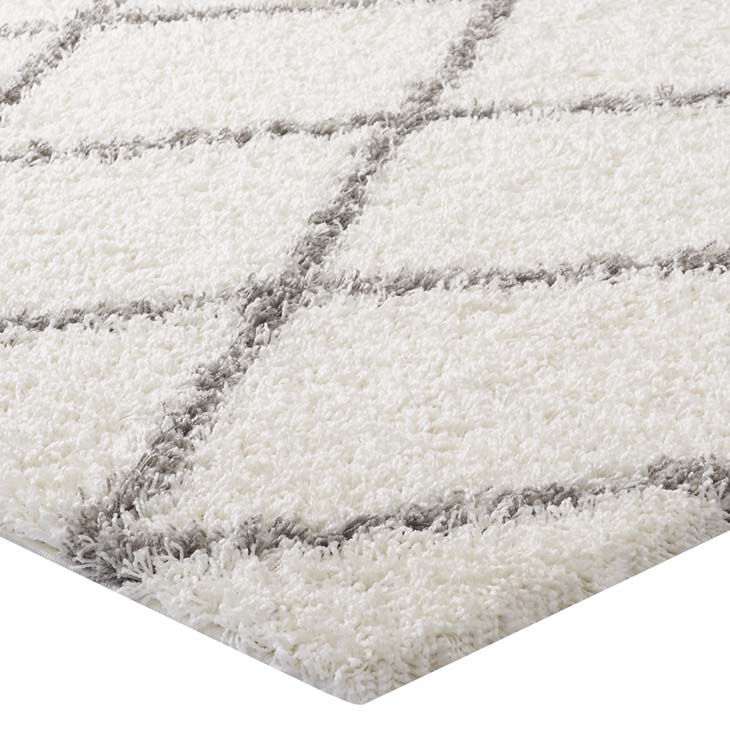Thumbnail: Ivory & Gray Lattice Diamond Shag Rug