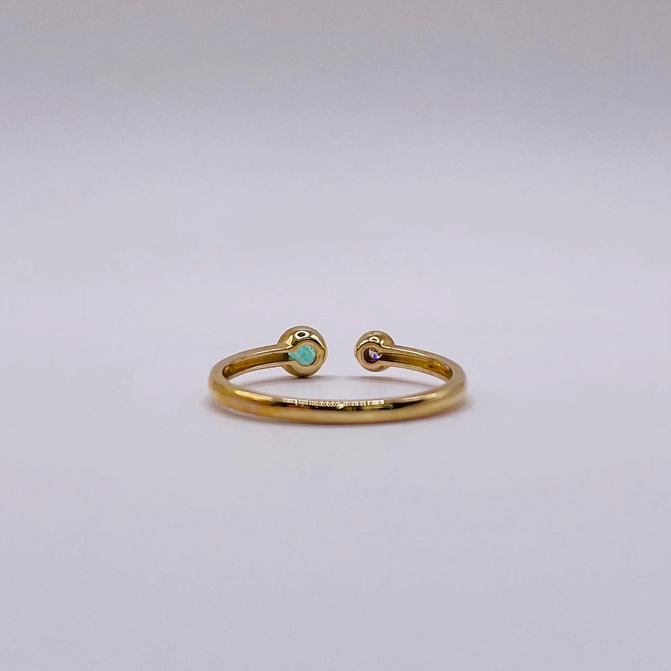 Thumbnail: Emerald and Diamond Torque Style Open Ring