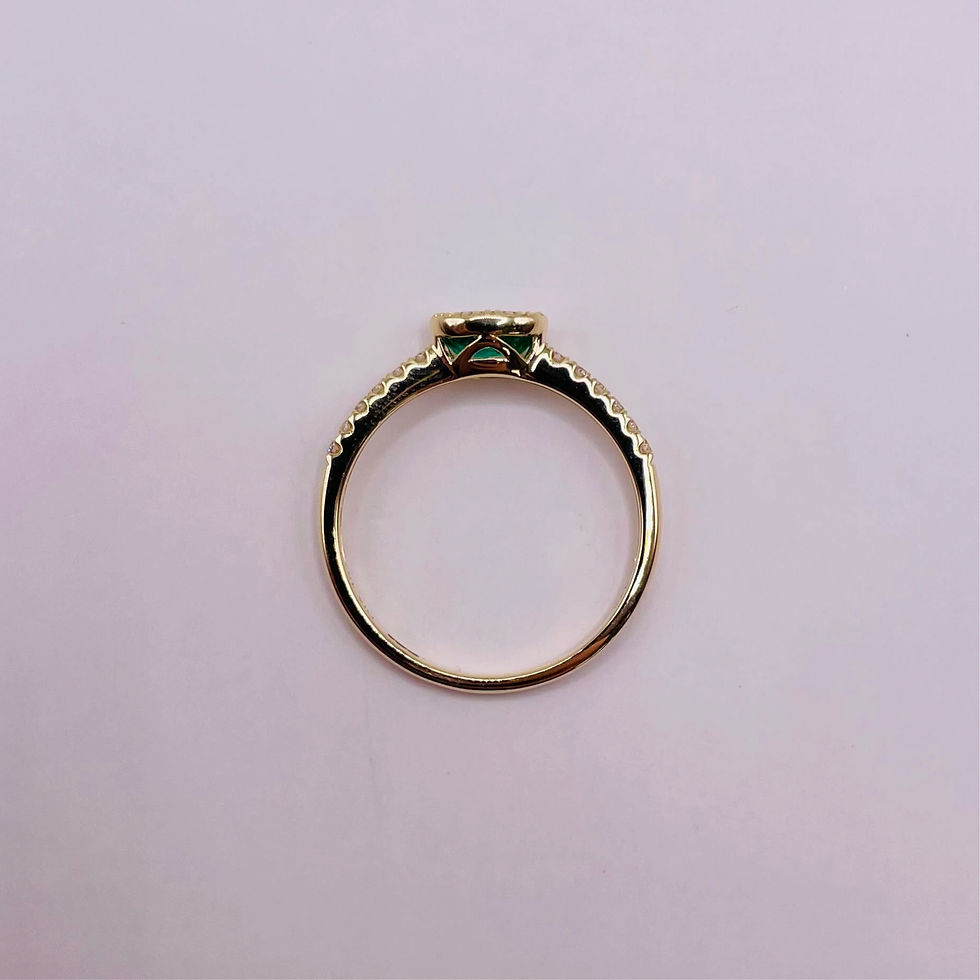 Thumbnail: Horizontal Oval Emerald with Milgrain Bezel Ring