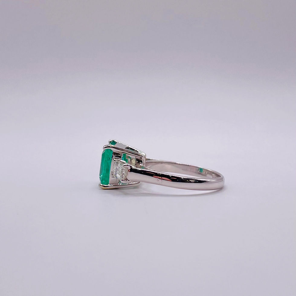 Thumbnail: Statement Emerald and Diamond Mixed Cut Trilogy Ring