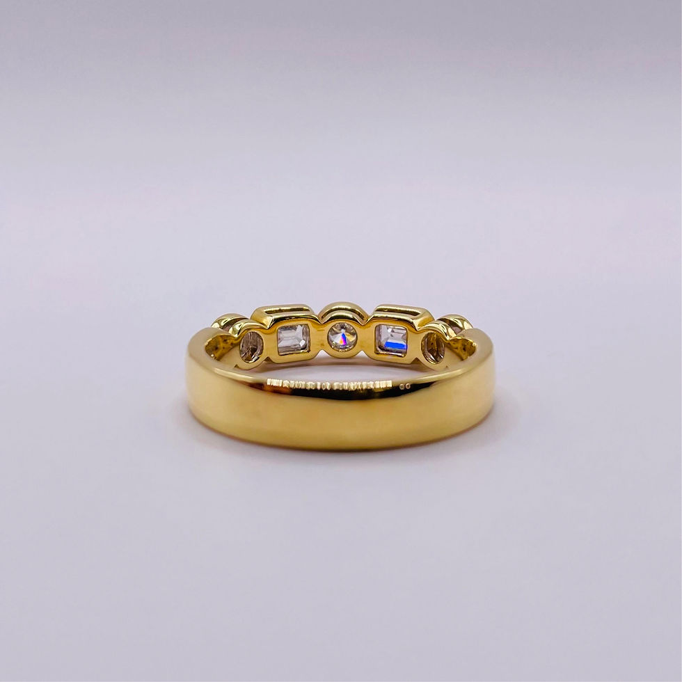 Thumbnail: Wide Bezel Set Baguette and Round Diamond Eternity Ring