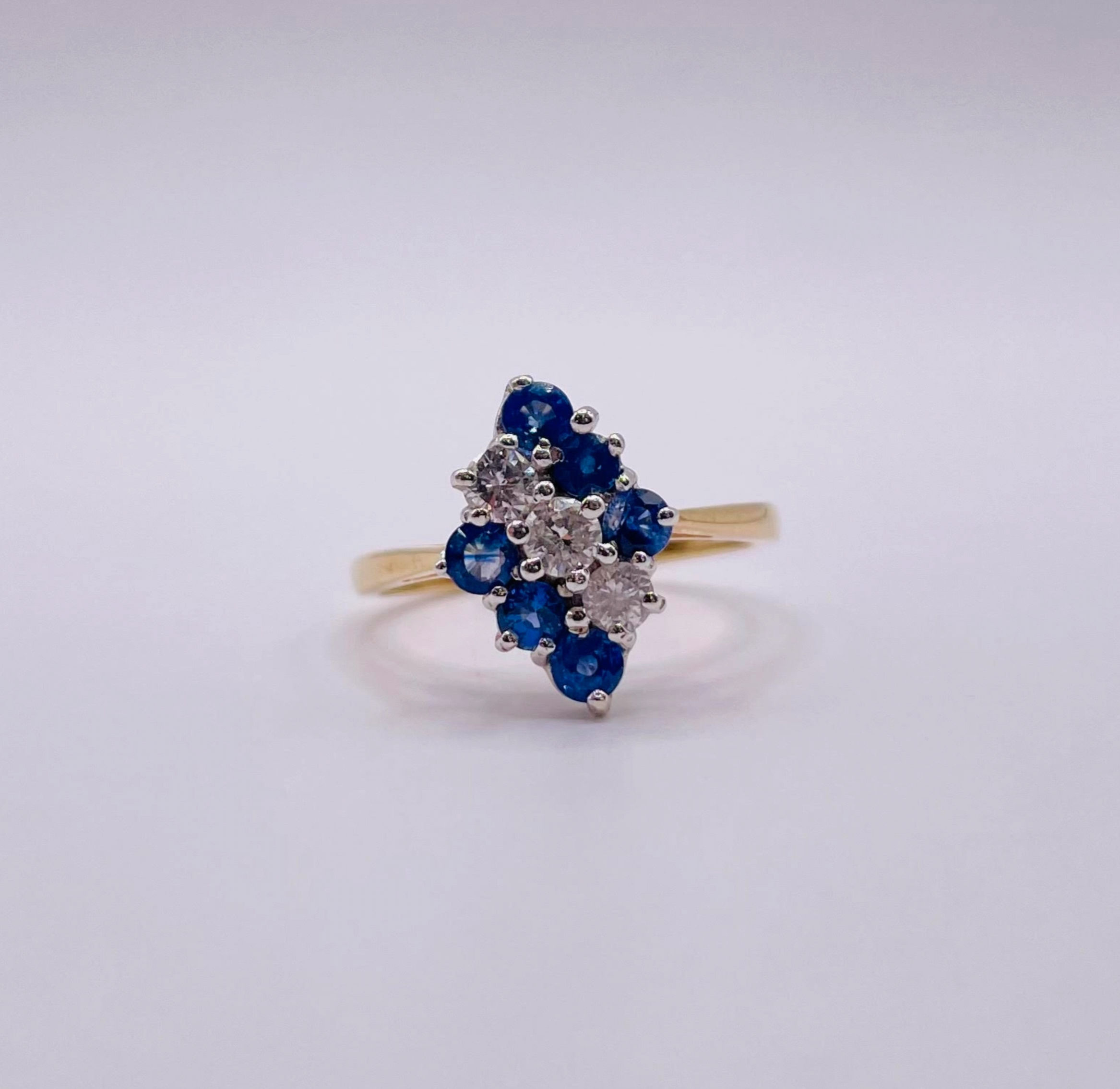 Sapphire and Diamond Stripe Ring