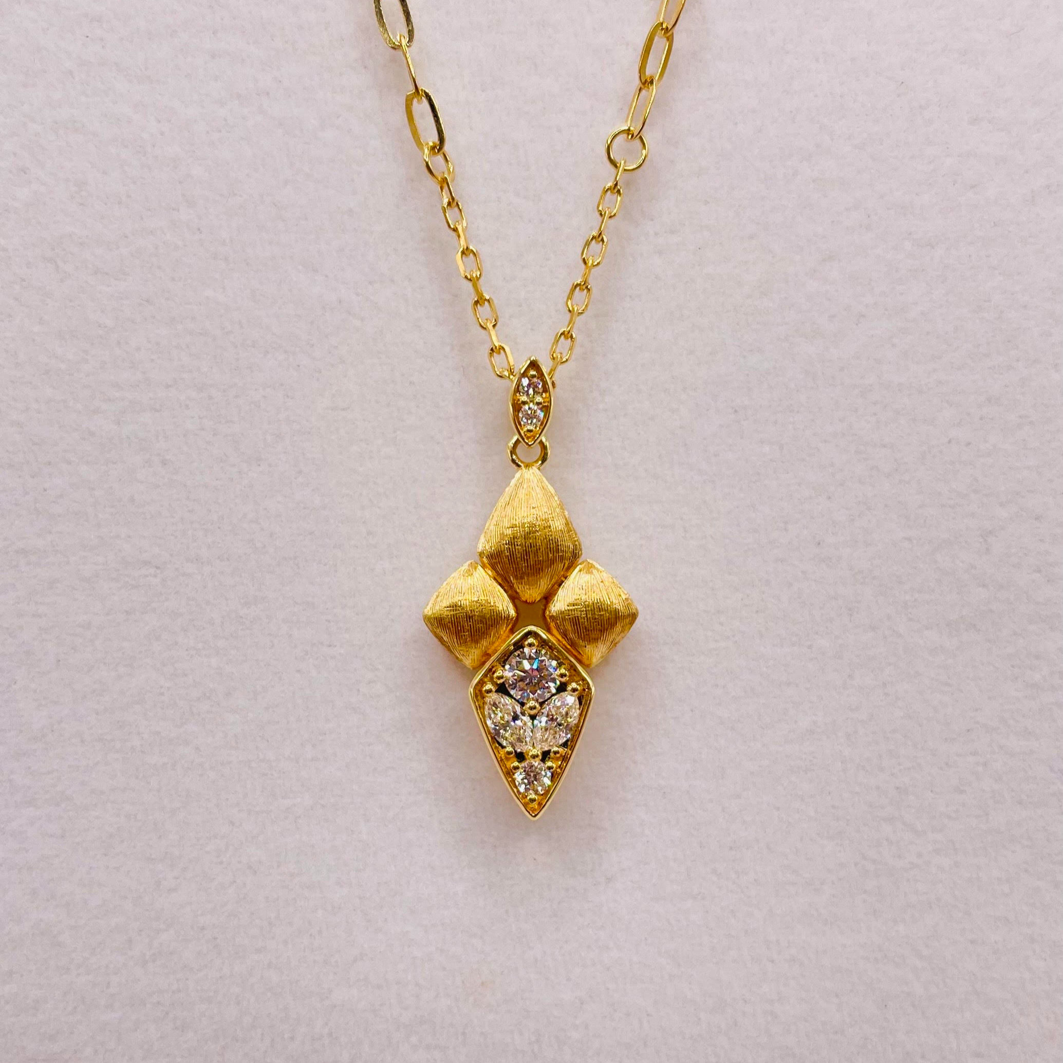 Brushed Gold Diamond Point Necklace
