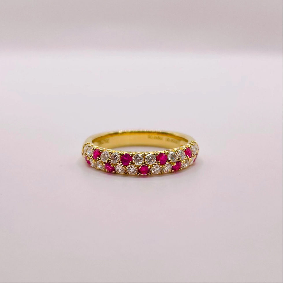 Double Row Ruby and Diamond Ring