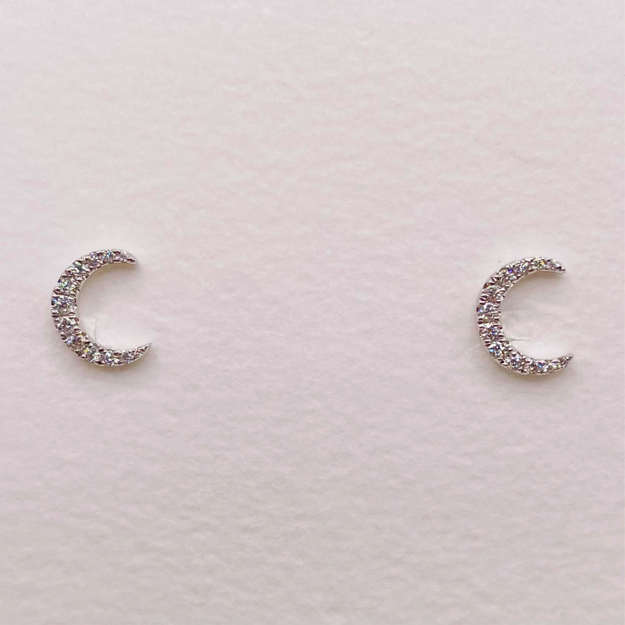 Diamond Moon Stud Earrings