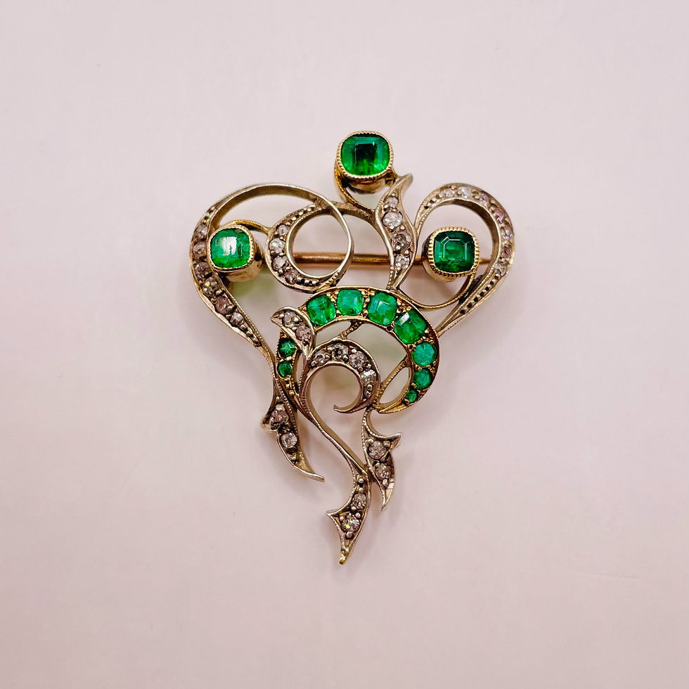 Vintage Art Nouveau Style Emerald Brooch