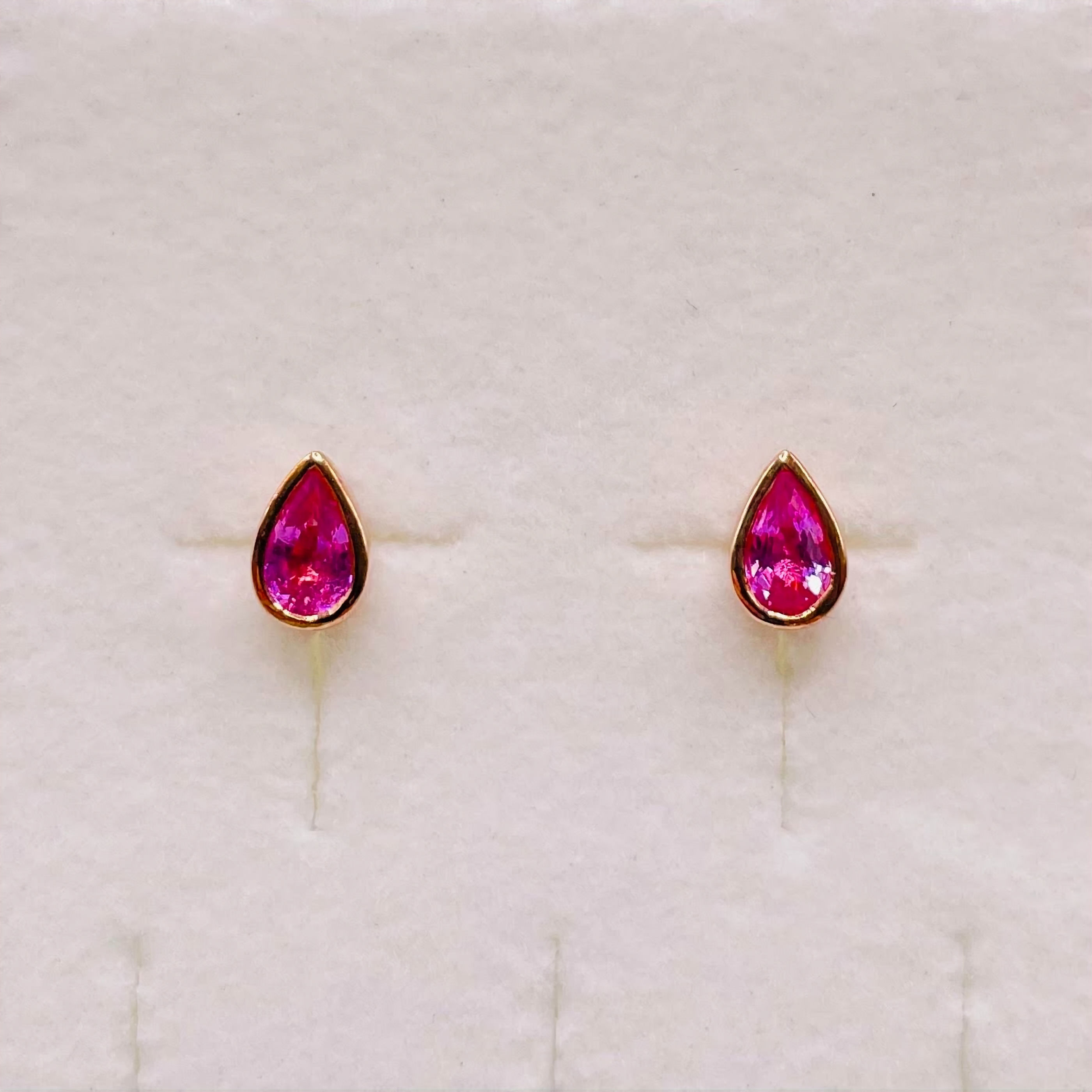 Pink Sapphire Pear Stud Earrings