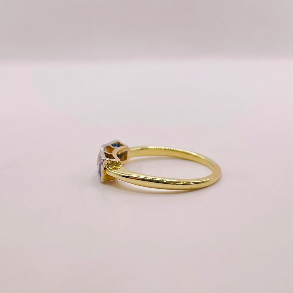 Thumbnail: Dainty Vintage Sapphire and Diamond Bezel & Claw Ring
