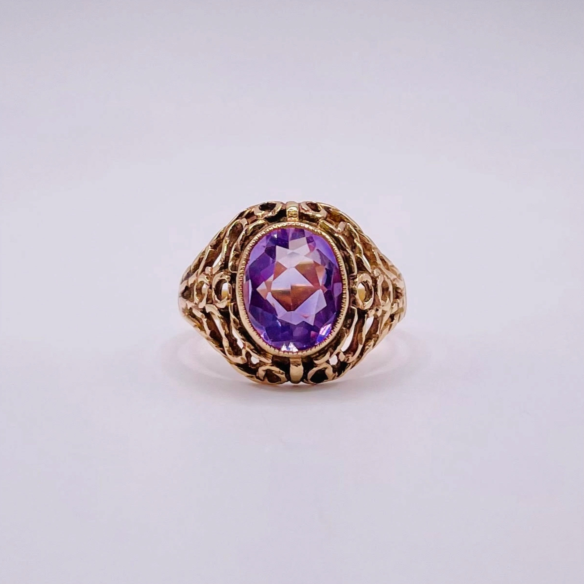 Vintage Amethyst Maze Style Ring