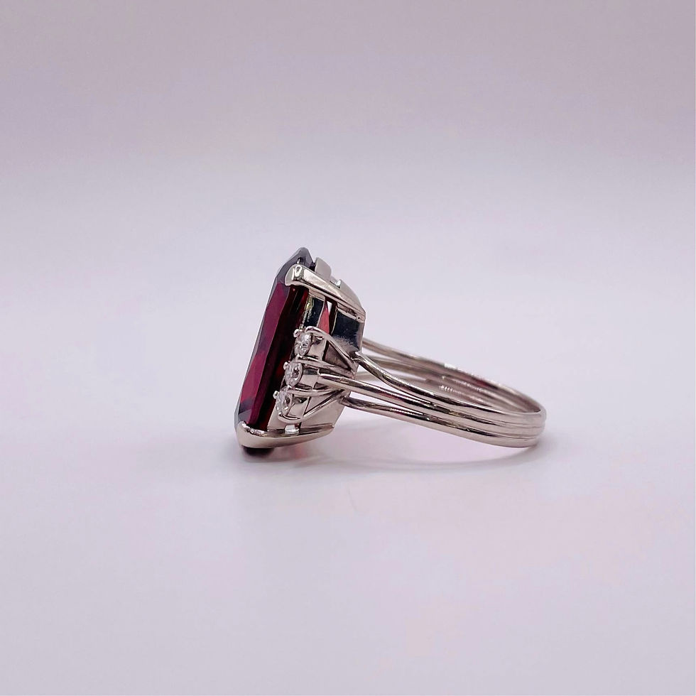 Thumbnail: Vintage Cushion Cut Garnet and Diamond Ring