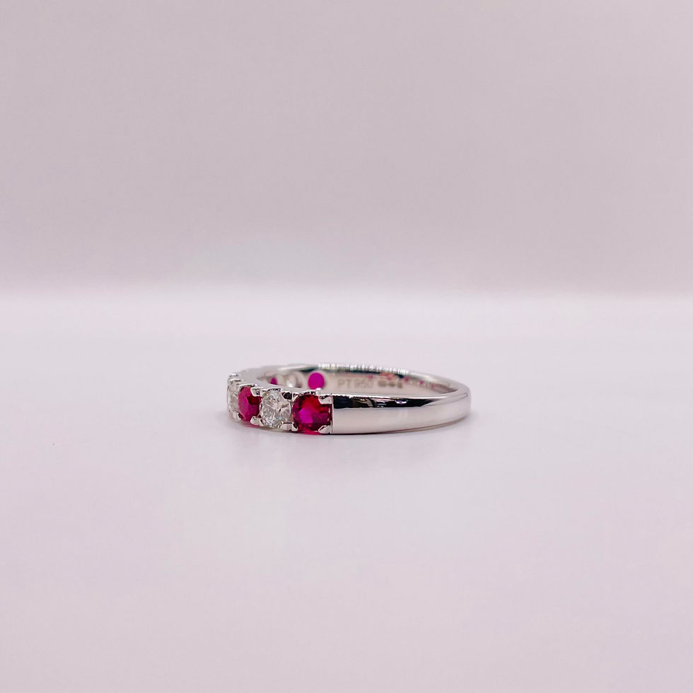 Thumbnail: Simple Claw Set Round Ruby and Diamond Eternity Ring