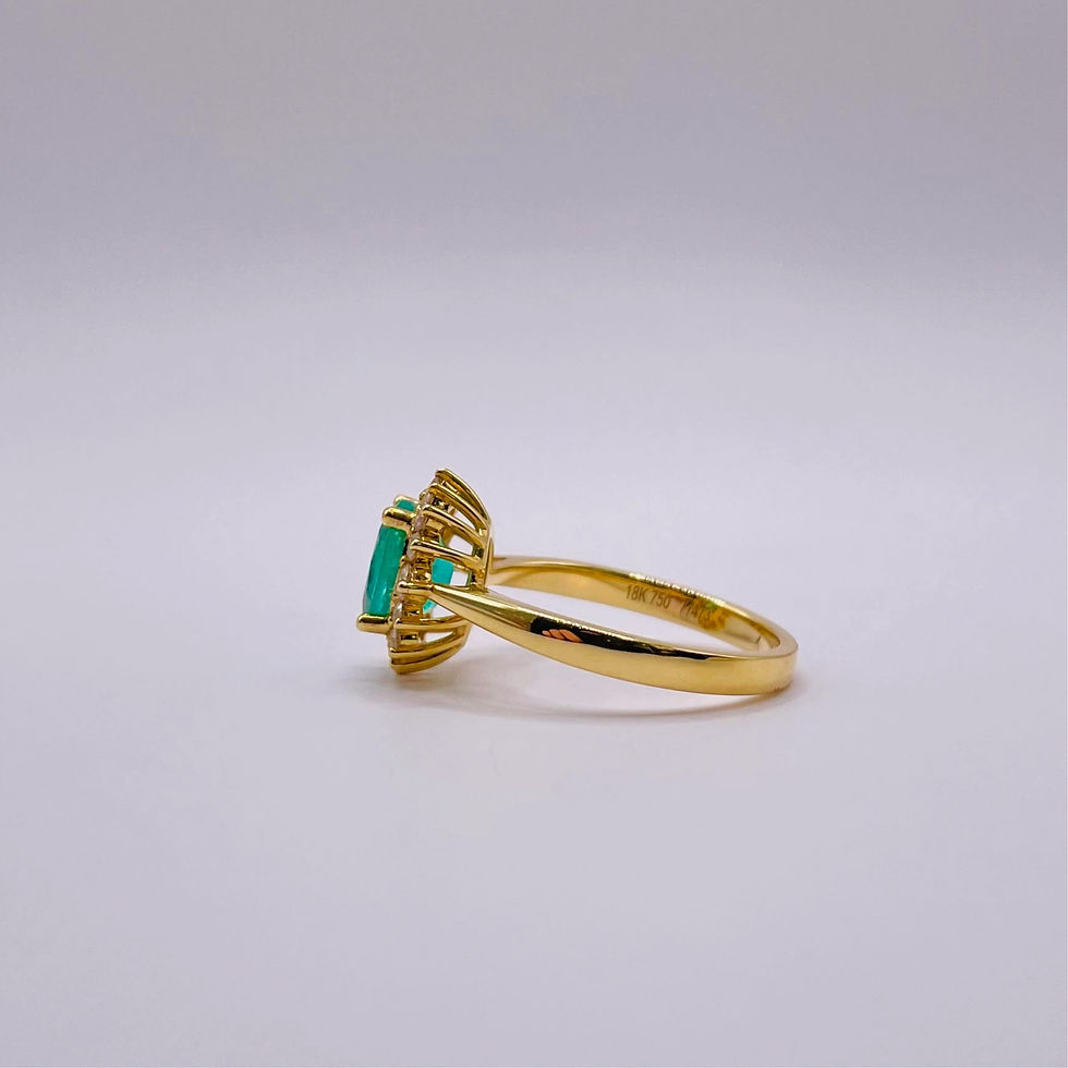 Thumbnail: Oval Emerald Traditional Diamond Point Surround Ring