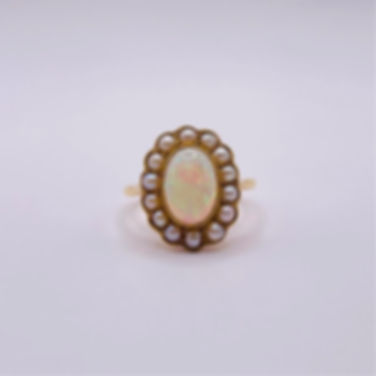 Opal and Pearl Surround Ring
