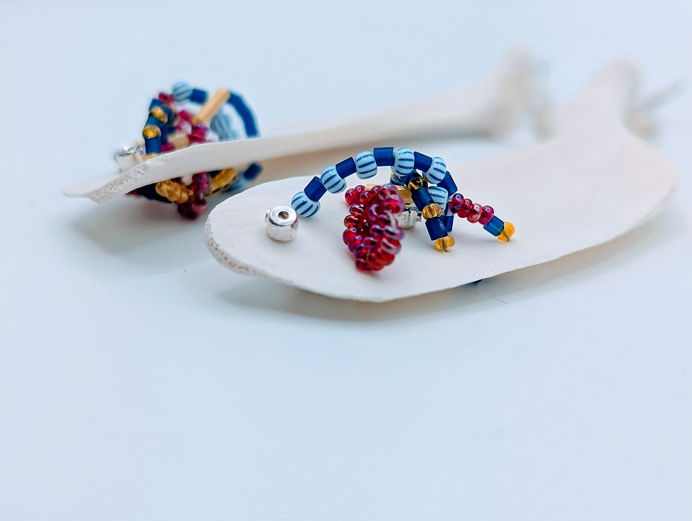 Miniatura: Real Softshell Turtle Coracoid Earrings | Anatomical Loom Seed Bead Jewelry – Bone Boutique