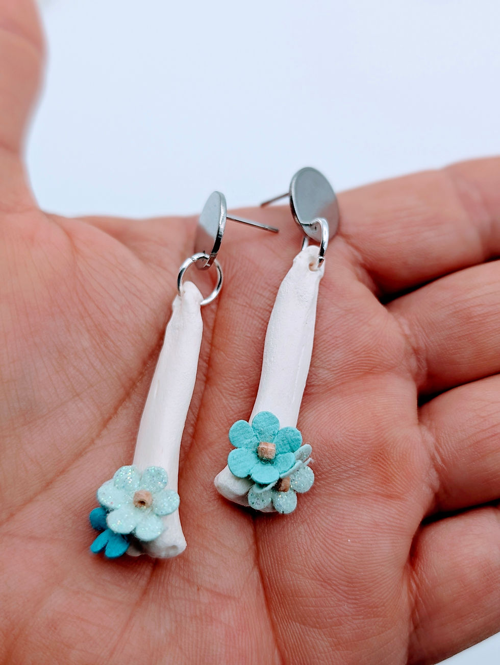 Wild Boar Bone Earrings | Blue Blossom | Bone Boutique