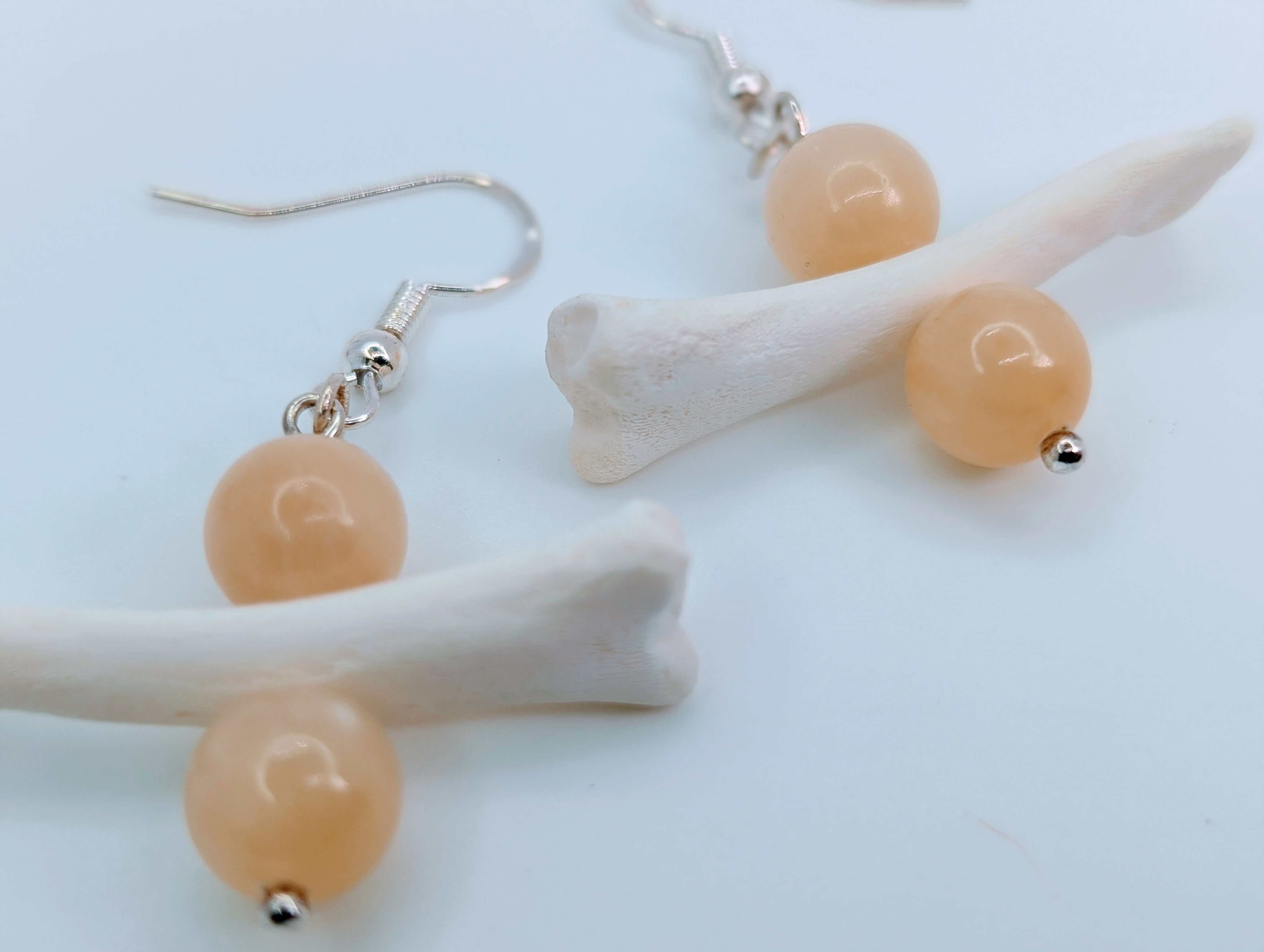 Wild Boar Metacarpal Earrings w/Calcite