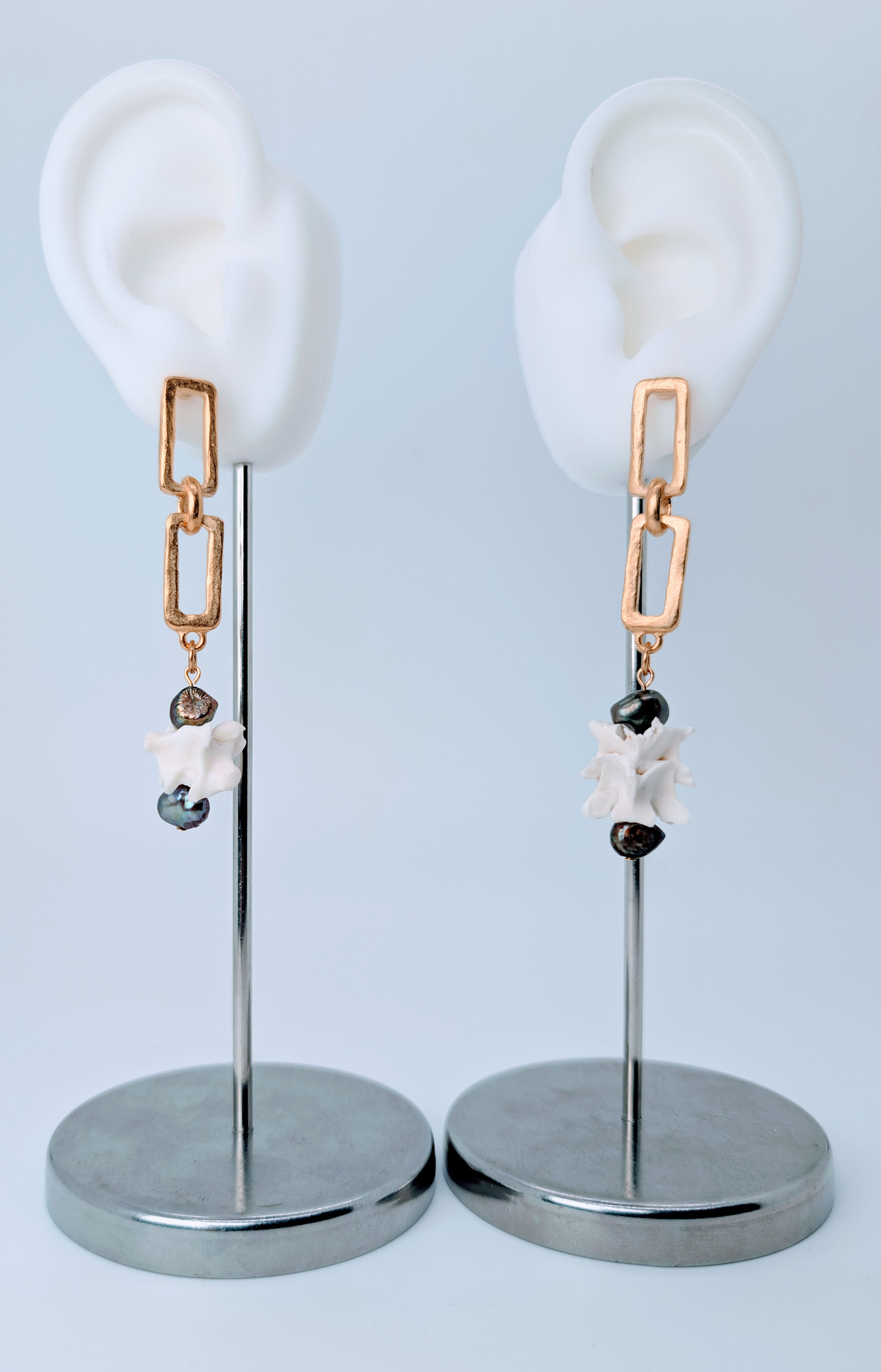 Pathological Everglades Python Vertebrae & Freshwater Pearl Earrings
