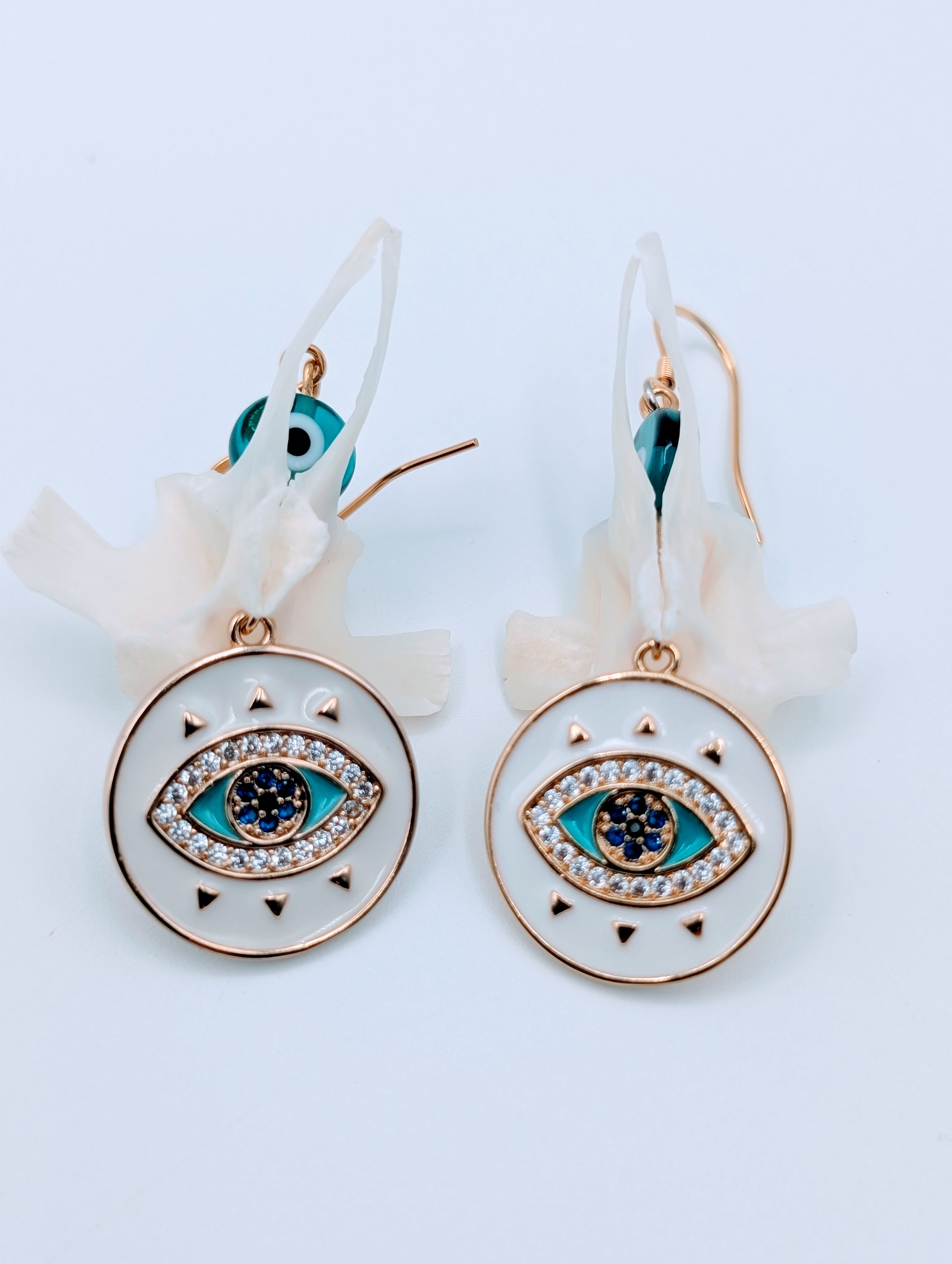 Florida Garfish Bone Evil Eye Earrings | Bone Boutique