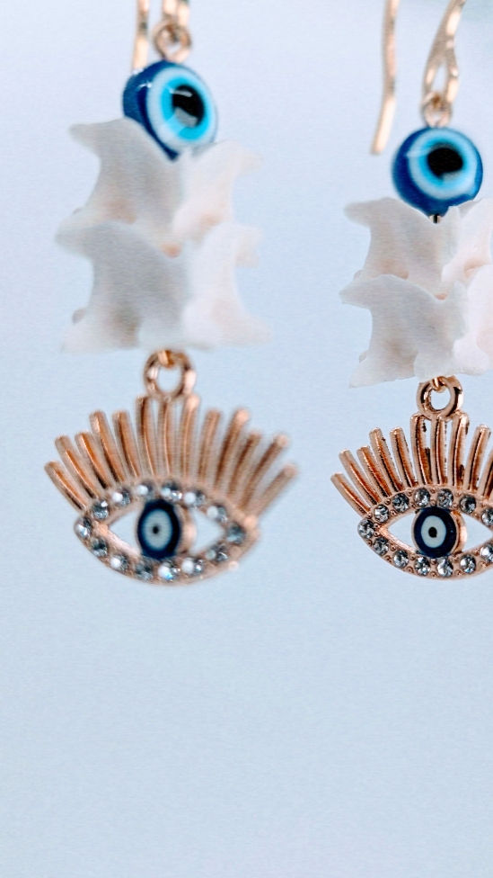Thumbnail: Everglades Python Bone Evil Eye Earrings | Bone Boutique