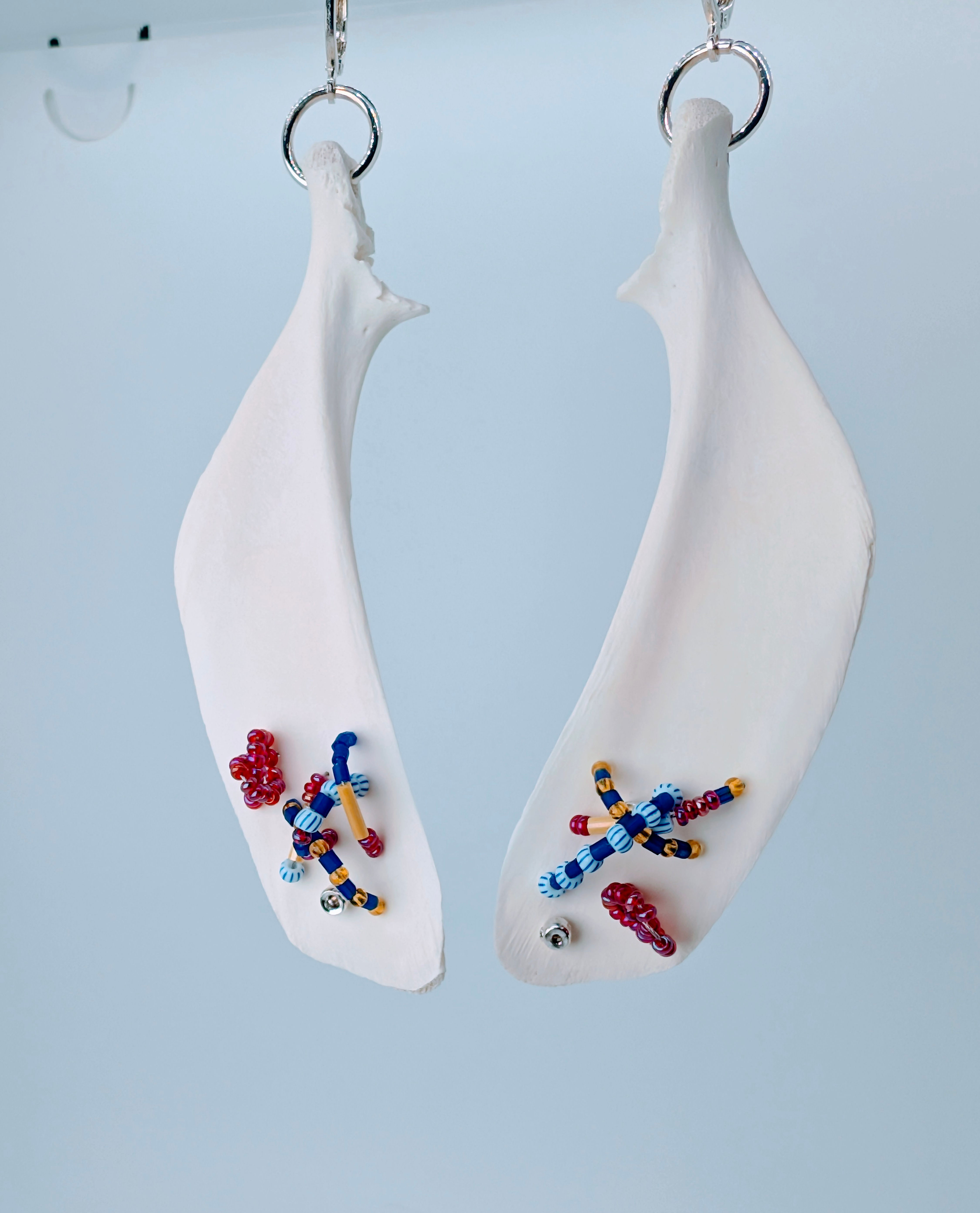 Real Softshell Turtle Coracoid Earrings | Anatomical Loom Seed Bead Jewelry – Bone Boutique