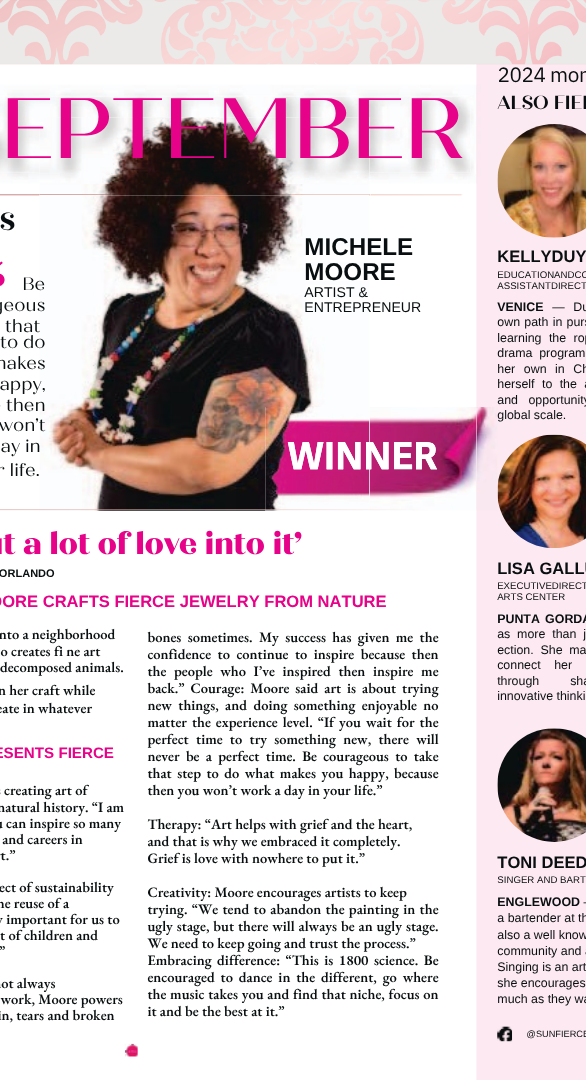 MICHELE MOORE ARTIST & ENTREPRENEUR Owner of Bone Boutique and Images of Therapy September 2024 FIERCE Women of the Arts Sun Media