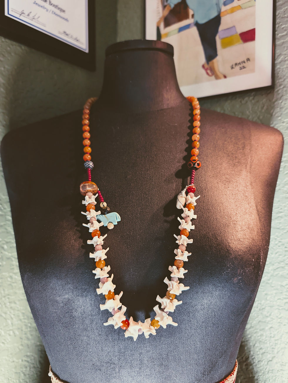 Everglades Python, Carnelian & Lepidolite Necklace