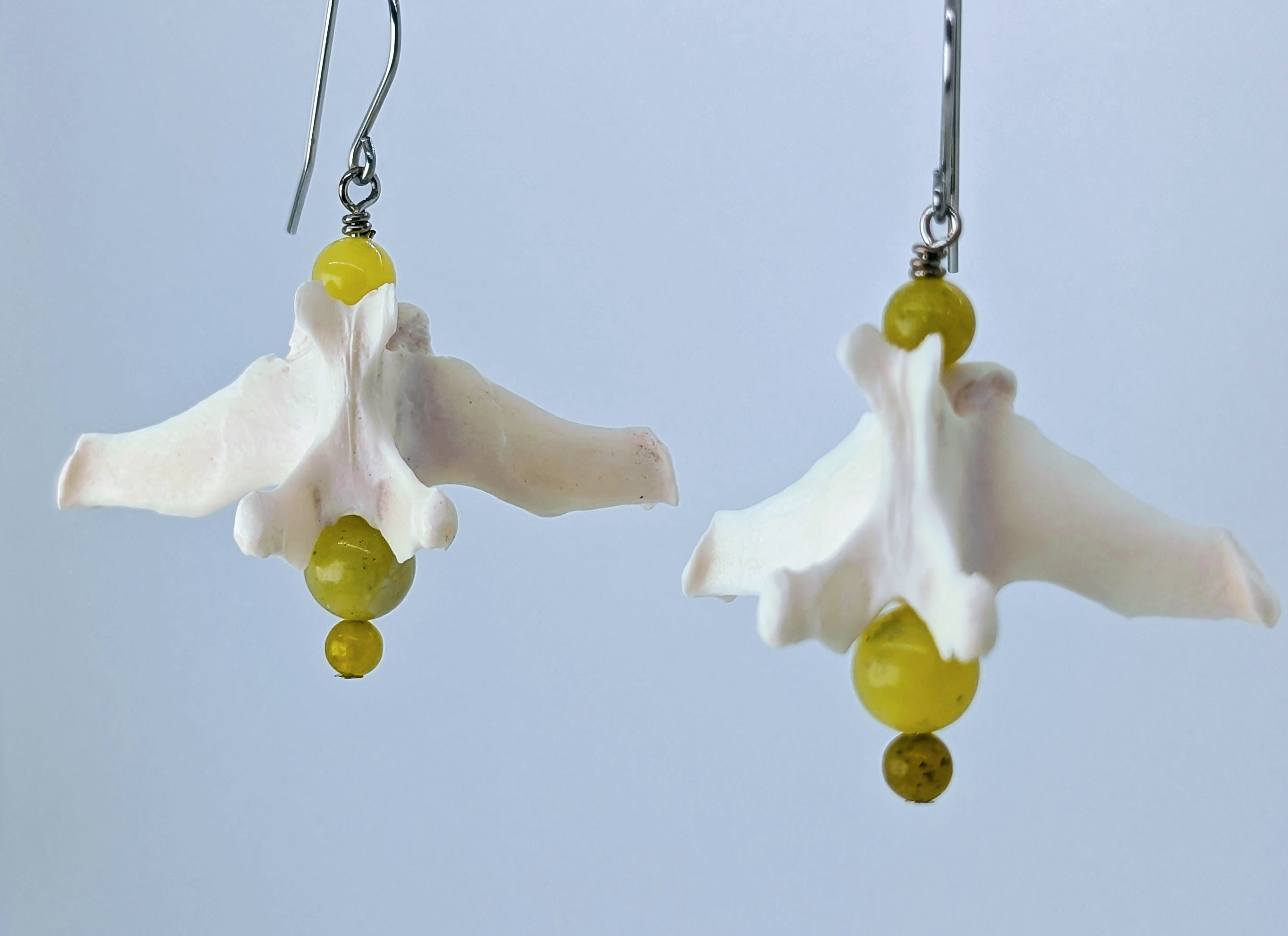 Armadillo Caudal Earrings with Olive Jade