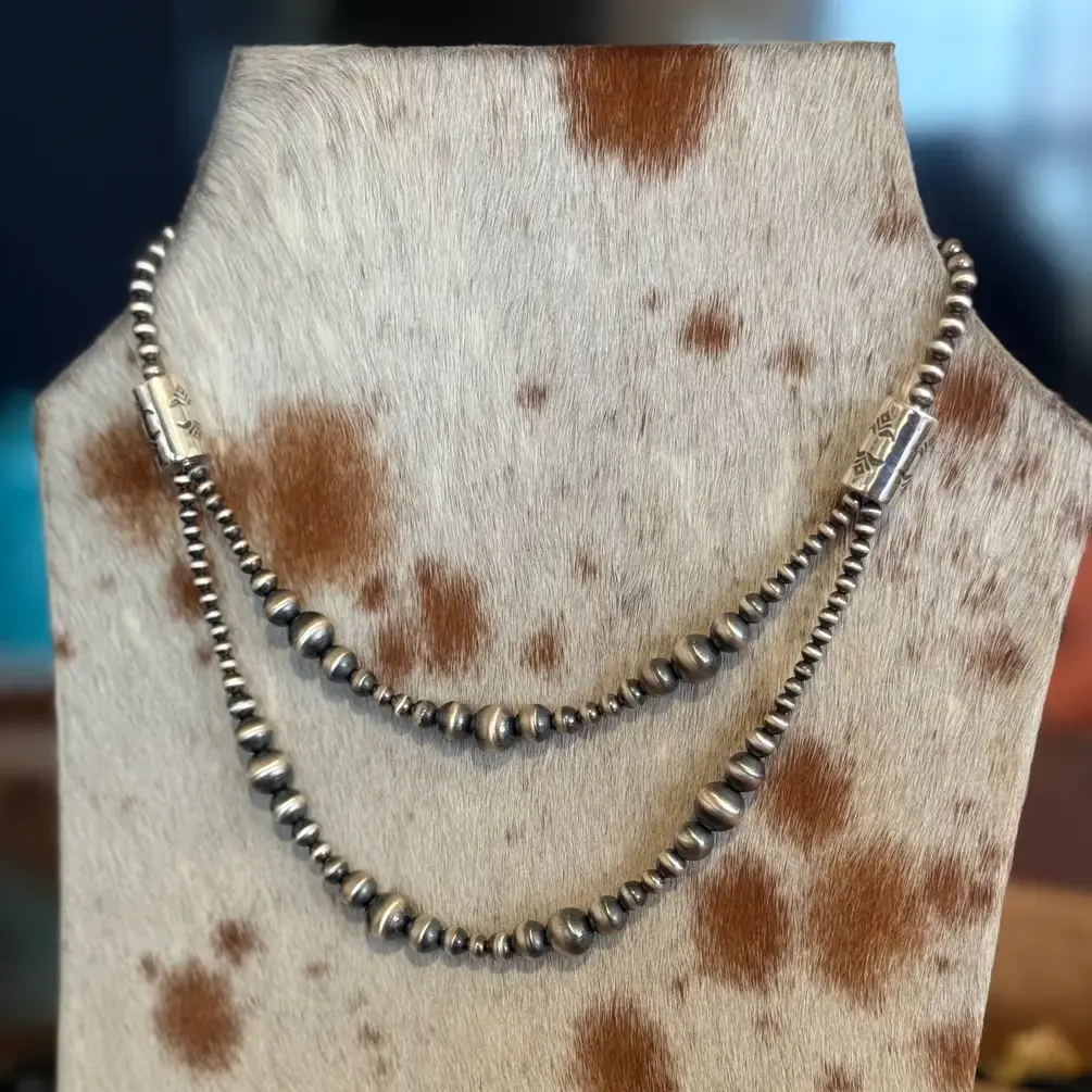 #057 Sterling Pearl Double Strand Necklace