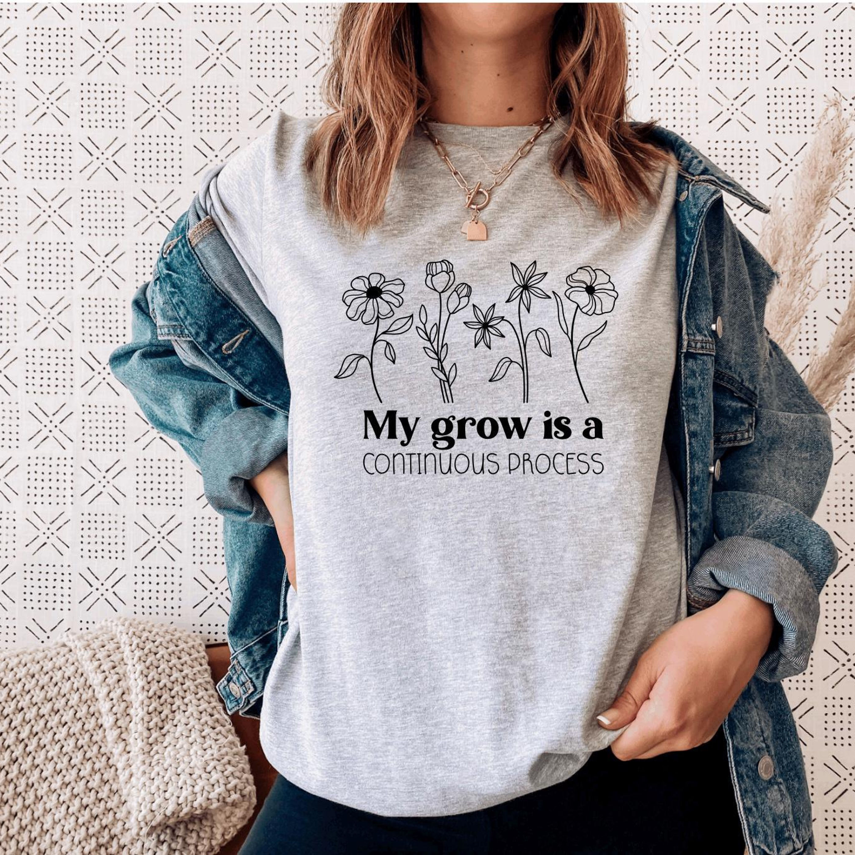 Growth T-Shirt Positive Affirmation Tee, Floral Graphic, Empowering Quote