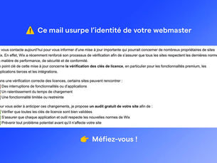 Attention : Ce faux mail Wix usurpe l'identité de votre webmaster