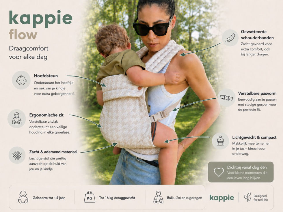 kappie flow draagzak infographic
